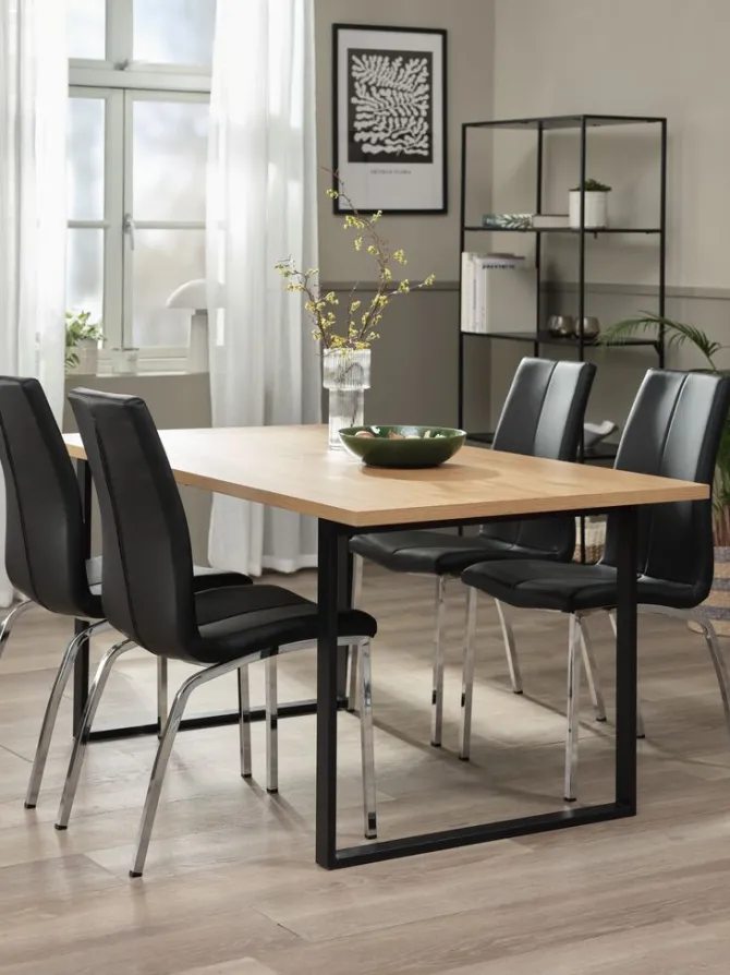 AABENRAA L160 bord eg + 4 HAVNDAL stole sort