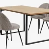 AABENRAA L160 bord eg + 4 KOKKEDAL stole grå velour
