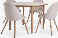 ALSTED Ø120 bord eg + 4 THORUP stole beige/eg