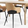 ALSTED L160 bord eg + 4 HVIDOVRE stole eg/sort