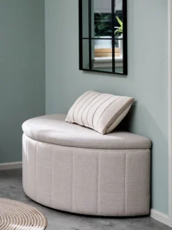 Bænk KAPPEL m/opbevaring lyst sandfarvet stof
