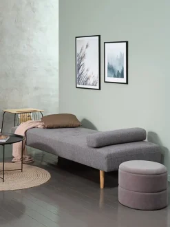 Daybed NOREFJELL 200x80 lysegråt stof/egefarve