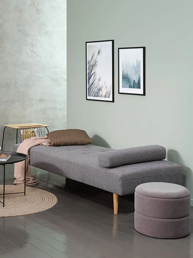 Daybed NOREFJELL 200x80 lysegråt stof/egefarve