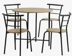 GADSTRUP Ø85 bord + 4 GADSTRUP stole sort/egefarve