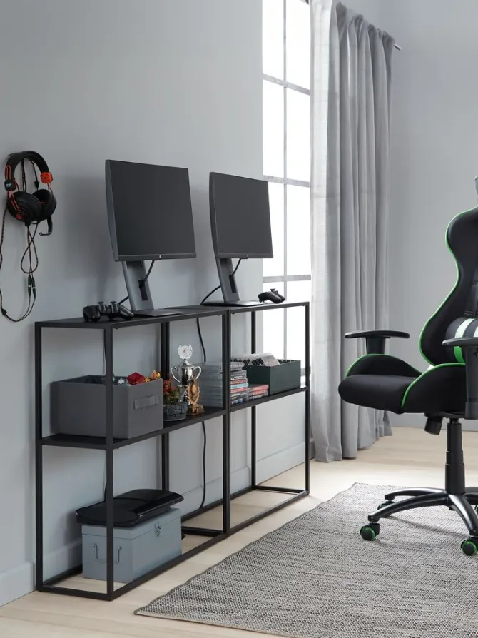 Gamer-stol LAMBJERG sort mesh/grøn