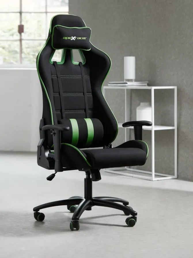Gamer-stol LAMBJERG sort mesh/grøn