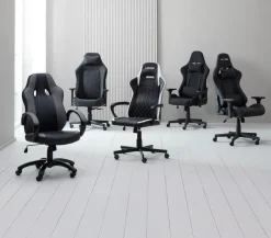 Gamer-stol NIBE sort kunstlæder/rød
