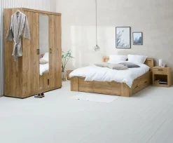 Garderobeskab LINTRUP 157x220 3 låger egefarve