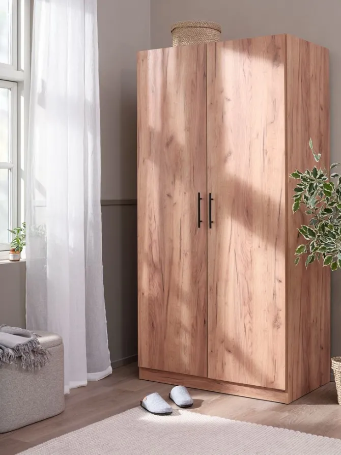 Garderobeskab VIBY 101x200 2 låger egefarve natur
