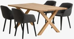 GRIBSKOV L180 bord eg + 4 ADSLEV stole antracit