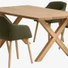 GRIBSKOV L180 bord eg + 4 ADSLEV stole olivengrøn