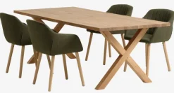 GRIBSKOV L230 bord eg + 4 ADSLEV stole olivengrøn
