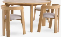 HARESKOV Ø129 bord eg + 4 BOVRUP stole eg/beige