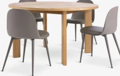 HARESKOV Ø129 bord eg + 4 ULDAL stole brun
