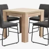 HASLUND bord L80/160 eg + 4 HAMMEL stole grå