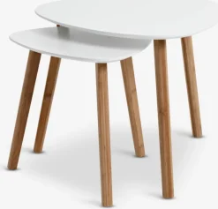 Hjørnebord TAPS 40x40 hvid/bambus