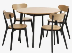 JEGIND Ø105 bord eg + 4 JEGIND stole eg/sort