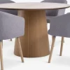 KLIPLEV Ø120 bord eg + 4 KLOSTER lysegrå/eg