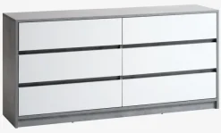 Kommode BILLUND 3+3 skuffer hvid/beton