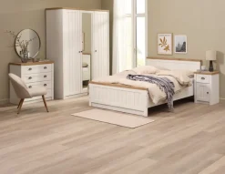 Kommode MARKSKEL 4 skuffer hvid/egefarve