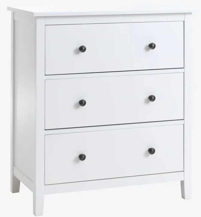 Kommode NORDBY 3 skuffer hvid