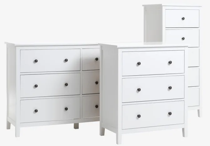 Kommode NORDBY 3 skuffer hvid