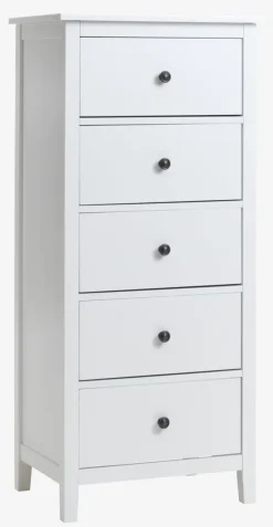 Kommode NORDBY 5 skuffer hvid