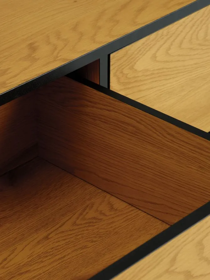 Kommode ODENSE 3+3 skuffer egefarve/sort