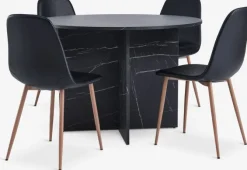 KRONDAL Ø110 bord marmor + 4 JONSTRUP stole stole/eg
