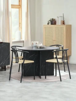 KRONDAL Ø110 bord marmor + 4 JYDERUP sort/natur