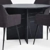 KRONDAL Ø110 bord marmor + 4 PURHUS stole grå/sort