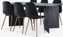 KRONDAL L180 bord marmor + 4 JONSTRUP stole sort/eg