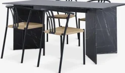 KRONDAL L180 bord marmor + 4 JYDERUP sort/natur