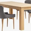 LINTRUP L190/280 bord eg + 4 PEBRINGE grå velour