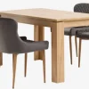 LINTRUP L140 bord eg + 4 PEBRINGE stole grå velour