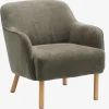 Lænestol BREDAL olivengrønt stof/egefarve