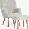 Lænestol m/fodskammel HVILSTED råhvid teddy/natur