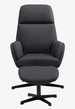 Lænestol m/fodskammel TANKEDAL mørkegråt stof