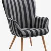 Lænestol SIMESTED stribet sort/beige stof