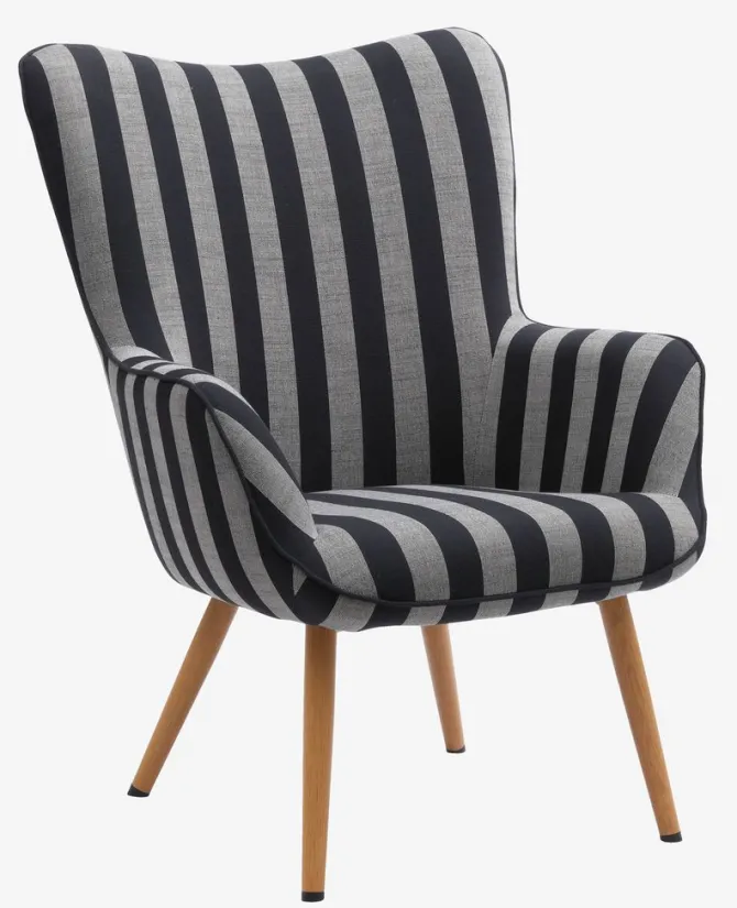 Lænestol SIMESTED stribet sort/beige stof