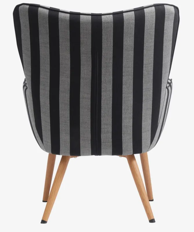 Lænestol SIMESTED stribet sort/beige stof