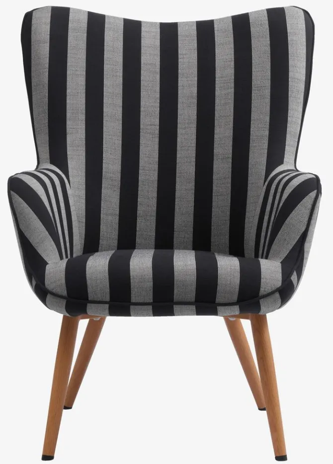 Lænestol SIMESTED stribet sort/beige stof