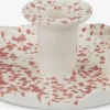 Lysestage REIDAR Ø14xH6cm hvid/rosa