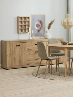 MARSTRAND Ø110 bord eg + 4 BISTRUP stole sand