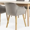 MARSTRAND L200 bord eg + 4 ADSLEV stole grå velour