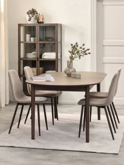 MARSTRAND L200 bord mørk eg + 4 JONSTRUP stole beige