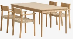 MARSTRUP L190/280 bord eg + 4 VADEHAVET stole eg