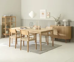 MARSTRUP L190/280 bord eg + 4 VADEHAVET stole eg