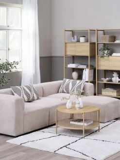 Modulsofa SKEJBY chaiselong sandfarvet stof