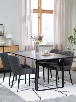 MOSELUND L180 bord keramik + 4 PEBRINGE grå/sort